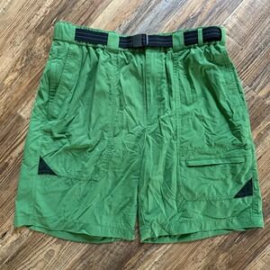 LL Bean Hiking Cresta Shorts Men 32 Green Nylon Mesh Lined Trail Gorpcore Cargo